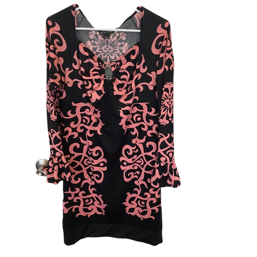 INC International Concepts Women’s Long Sleeve Dress Size L, Black & Pink